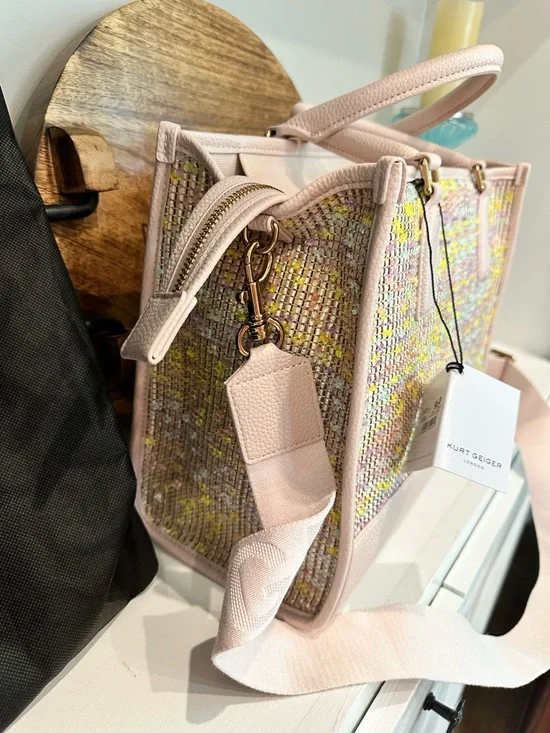 Kurt Geiger Pink Pastel Raffia Large Shopper Bag Tote - Picture 9 of 12